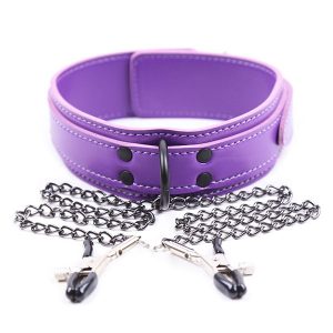 Nipple Chain Sexy Nipple Chains With Purple Collar
