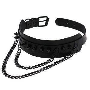 BDSM Collar Leather Collar Bdsm With 5 Rings 15