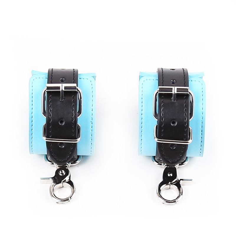 Cuffs & Shackles Adjustable Blue Leather Wrist Cuffs 8